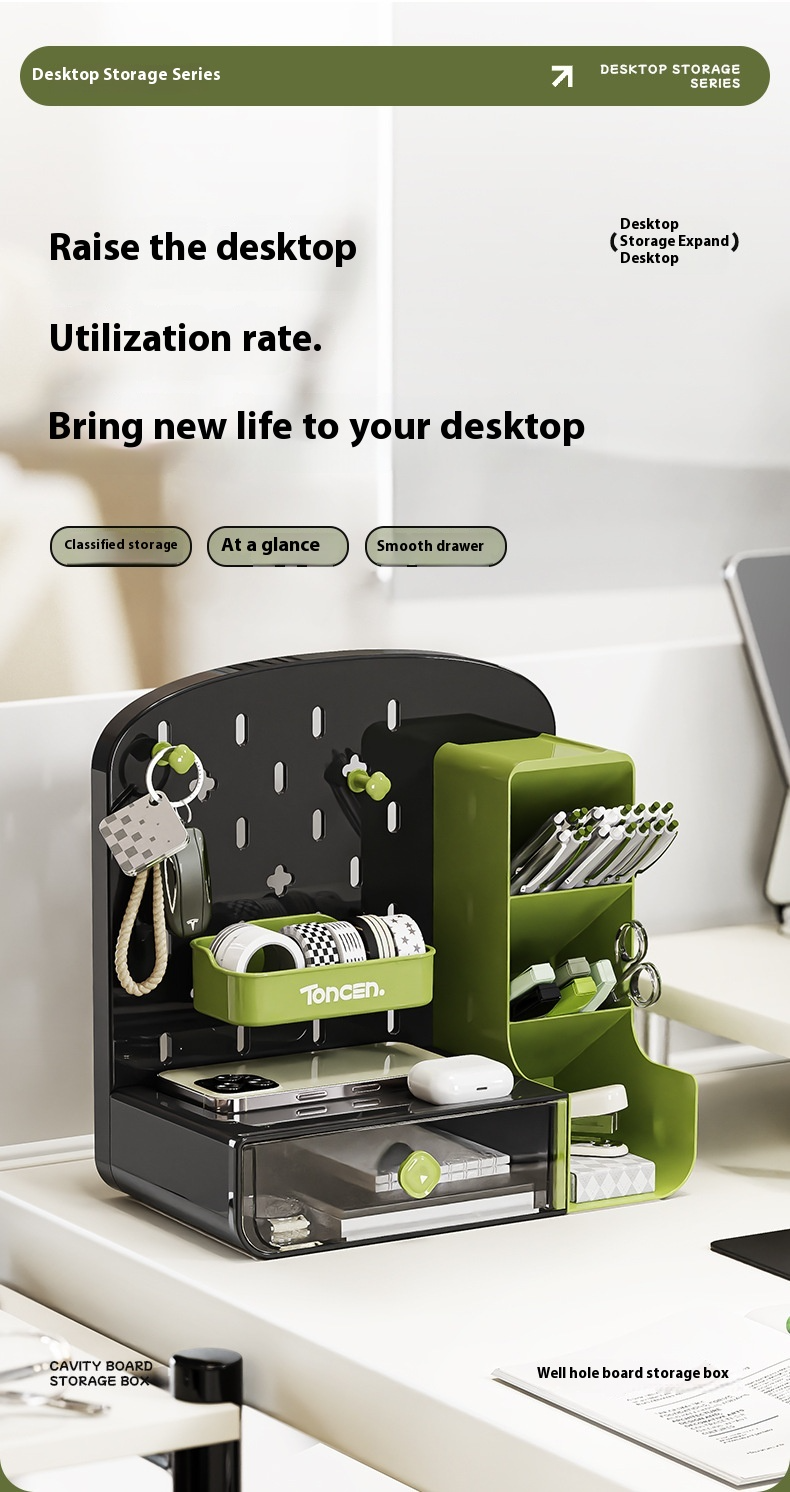 Modularer Pegboard-Schreibtisch-Organizer – Rasterplattensystem mit Schubladeneinsätzen für Büro und Arbeitszimmer, platzsparende Aufbewahrungslösung_voghion.com