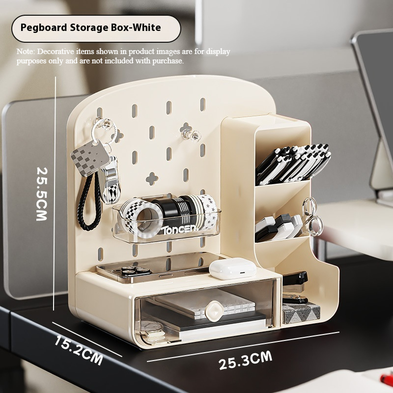 Modularer Pegboard-Schreibtisch-Organizer – Rasterplattensystem mit Schubladeneinsätzen für Büro und Arbeitszimmer, platzsparende Aufbewahrungslösung_voghion.com