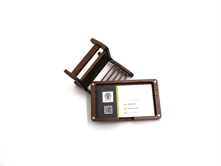Solid Walnut Business Card Holder - Slim Magnetic Closure Case For Credit Cards, Premium Wooden Name Card Organizer_voghion.com