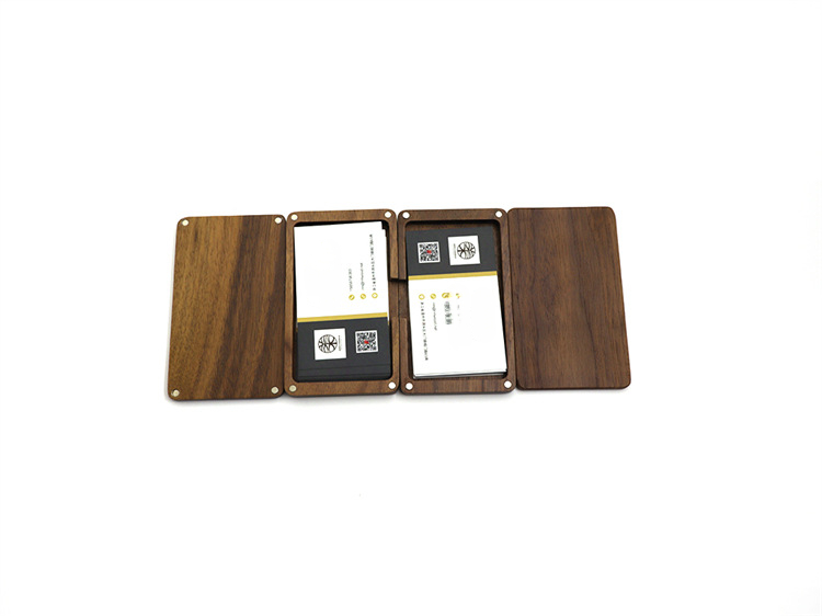 Solid Walnut Business Card Holder - Slim Magnetic Closure Case For Credit Cards, Premium Wooden Name Card Organizer_voghion.com