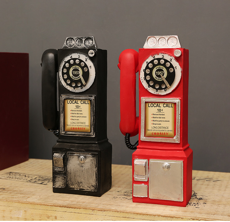Decorazione vintage per telefono rotante - Pezzo da parete in resina retrò e da esposizione per bar, ufficio domestico ed estetica_voghion.com