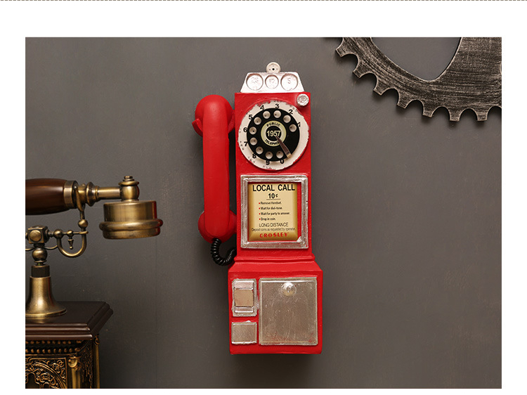 Decorazione vintage per telefono rotante - Pezzo da parete in resina retrò e da esposizione per bar, ufficio domestico ed estetica_voghion.com