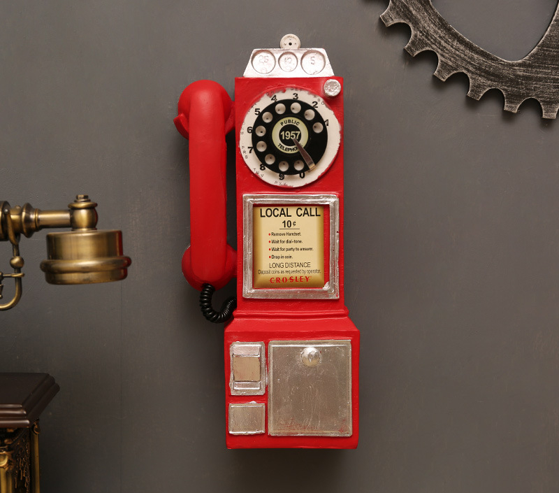 Decorazione vintage per telefono rotante - Pezzo da parete in resina retrò e da esposizione per bar, ufficio domestico ed estetica_voghion.com