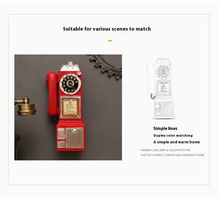 Decorazione vintage per telefono rotante - Pezzo da parete in resina retrò e da esposizione per bar, ufficio domestico ed estetica_voghion.com