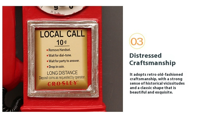 Decorazione vintage per telefono rotante - Pezzo da parete in resina retrò e da esposizione per bar, ufficio domestico ed estetica_voghion.com
