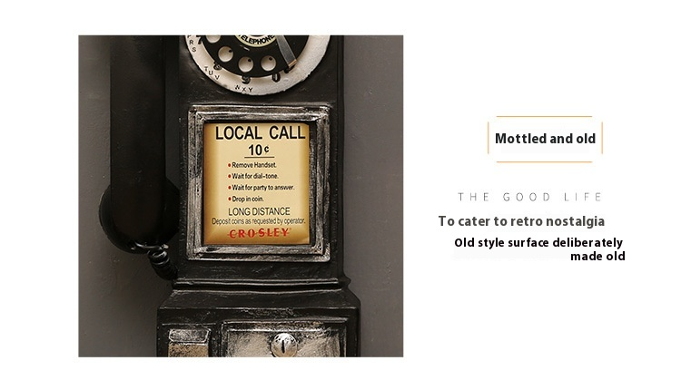 Decorazione vintage per telefono rotante - Pezzo da parete in resina retrò e da esposizione per bar, ufficio domestico ed estetica_voghion.com