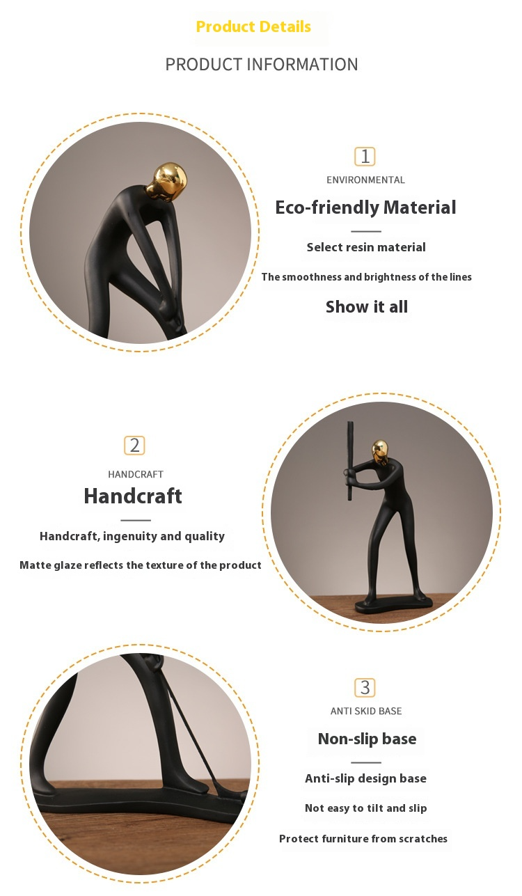 Athlete Silhouette Resin Sculpture - Modern Sports Decor For Bookshelf & Entryway, Office Desk Accent Piece_voghion.com