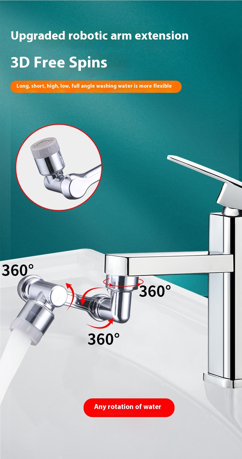 (1440° Drehung) 360° schwenkbarer Wasserhahnbelüfter – 4-fach verstellbarer spritzfreier Sprüher mit zwei Sprühmodi, universelle Küchenspülenverlängerung_voghion.com
