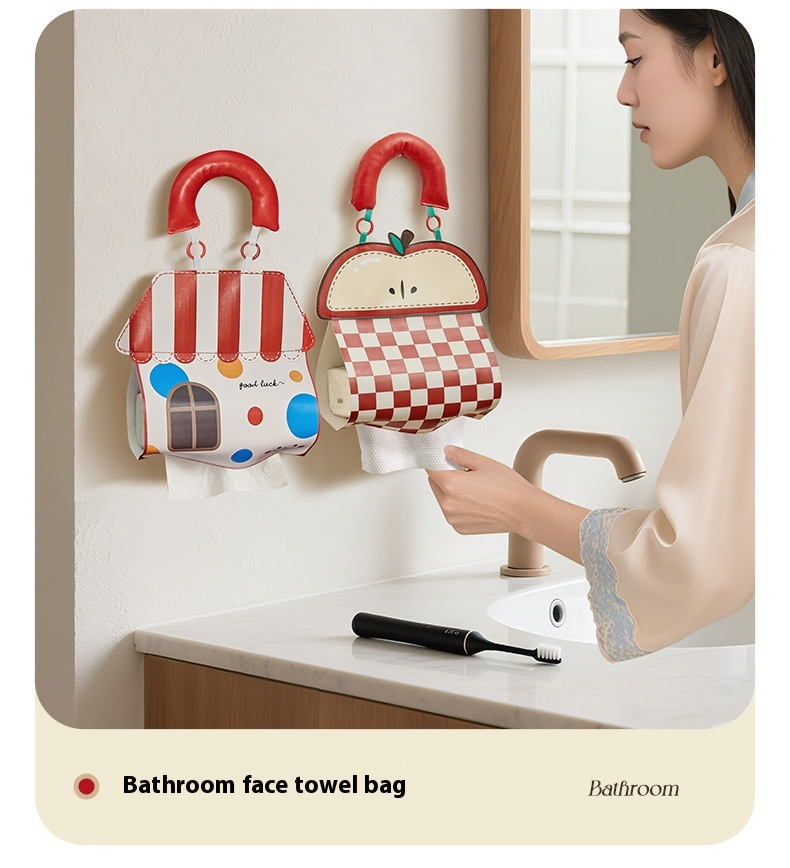 Cute Animal Wall-Mounted Tissue Holder - Waterproof Bathroom & Car Multi-Use | Soft TPU Dispenser With Adhesive Hooks, Fits Standard Rolls | Bath, Kit_voghion.com