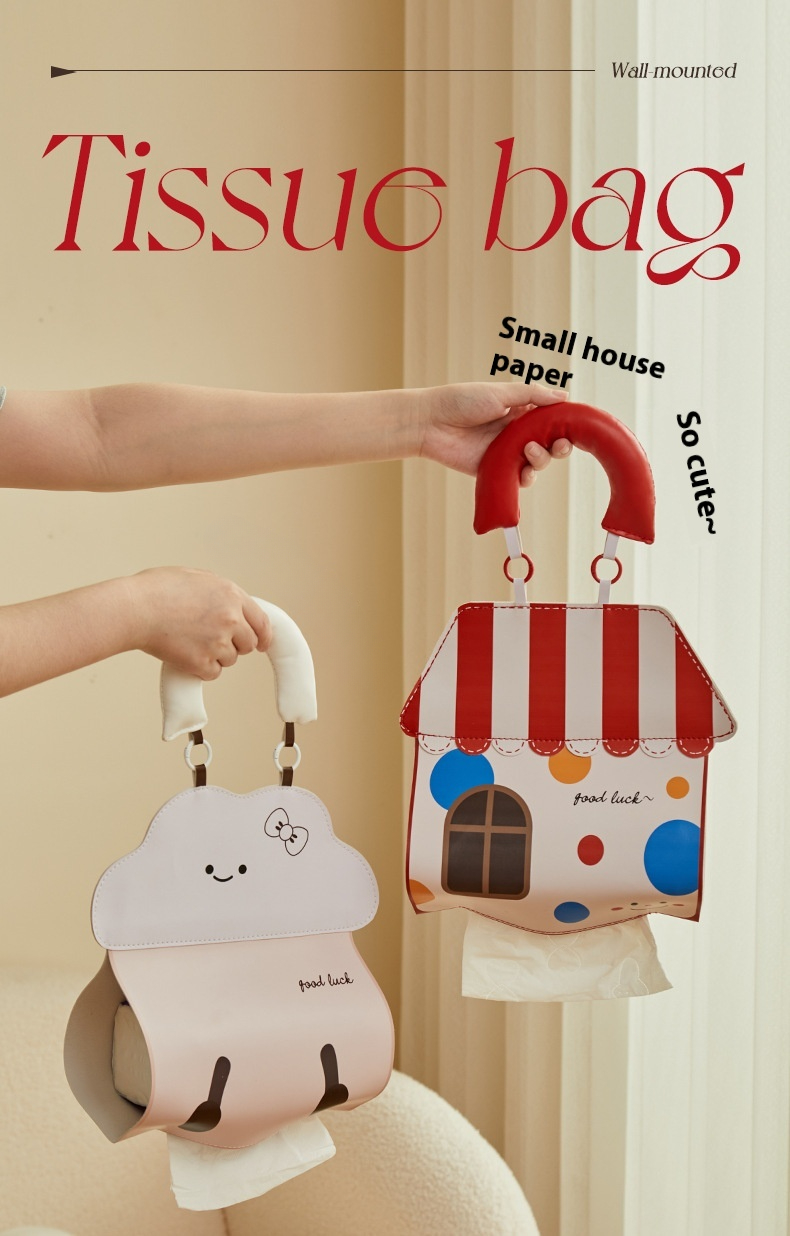 Cute Animal Wall-Mounted Tissue Holder - Waterproof Bathroom & Car Multi-Use | Soft TPU Dispenser With Adhesive Hooks, Fits Standard Rolls | Bath, Kit_voghion.com