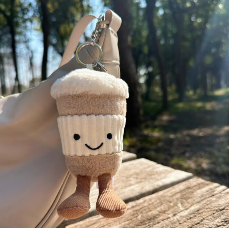 Jellycat Amuseable Coffee-To-Go Bag Charm Soft Plush Toy with Free
