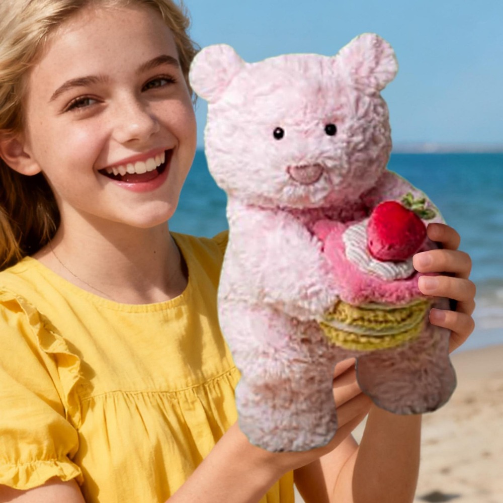 Jellycat Cafe Leola Pink Bear & Strawberry Cake Soft Plush Toy