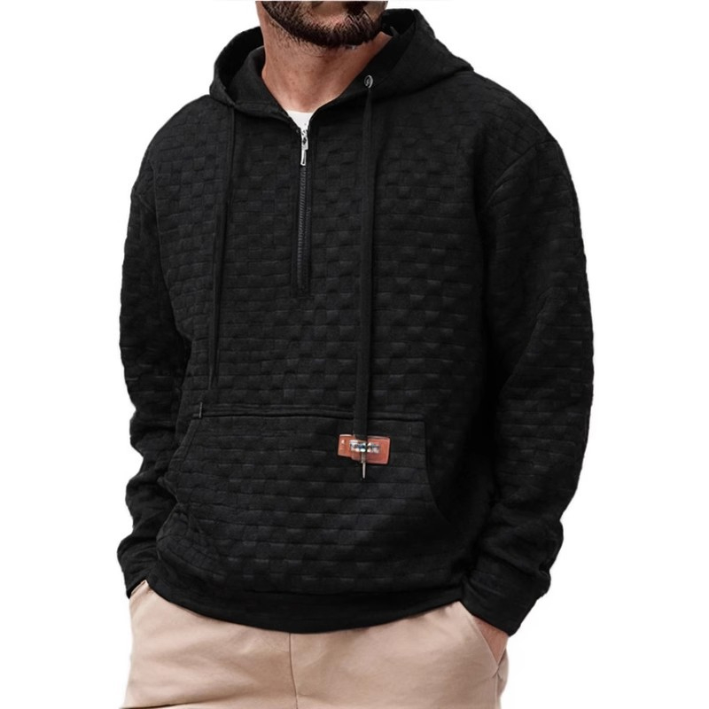 Herbst Langarm Herren Kapuzen Reißverschluss Zugangskontrolle Jacquard Mode Pullover_voghion.com
