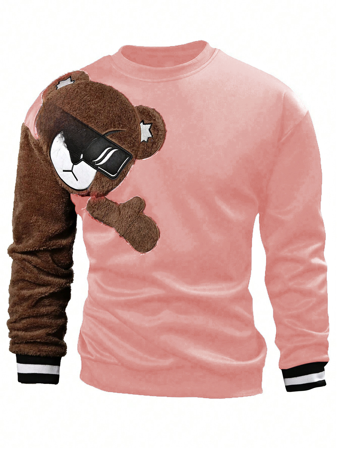 Pull homme brodé décontracté tendance col rond manches longues_voghion.com