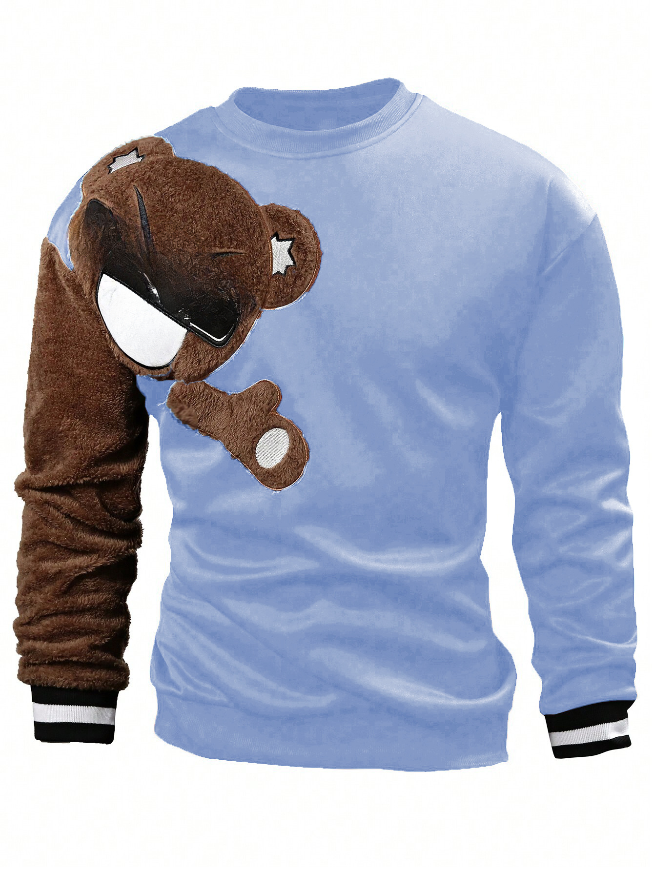 Pull homme brodé décontracté tendance col rond manches longues_voghion.com