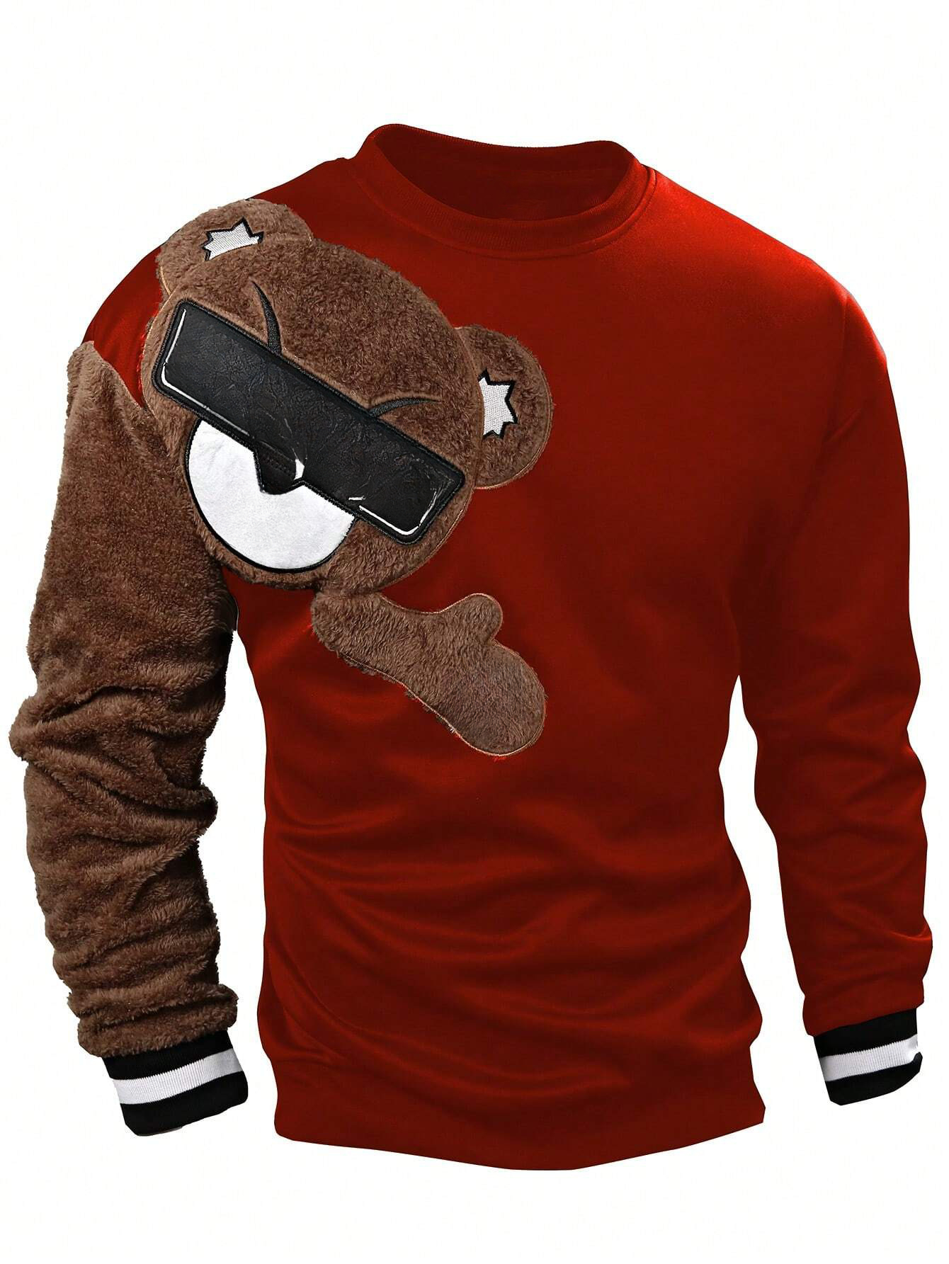 Pull homme brodé décontracté tendance col rond manches longues_voghion.com