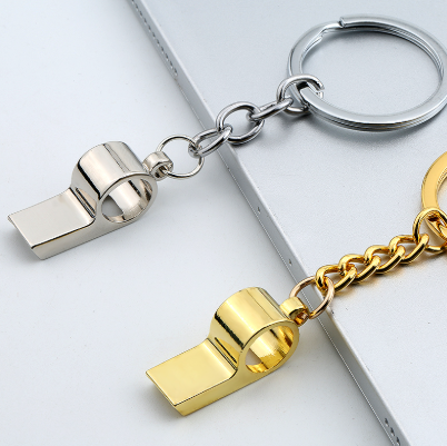 Couple Key Pendant Whistle Key Chain Metal Portable Whistle Referee Whistle Children's Metal Simple Key Ring Pendant_voghion.com
