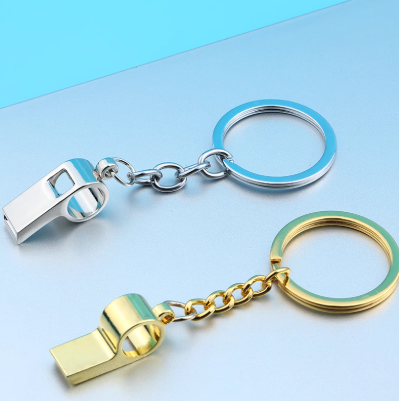 Couple Key Pendant Whistle Key Chain Metal Portable Whistle Referee Whistle Children's Metal Simple Key Ring Pendant_voghion.com