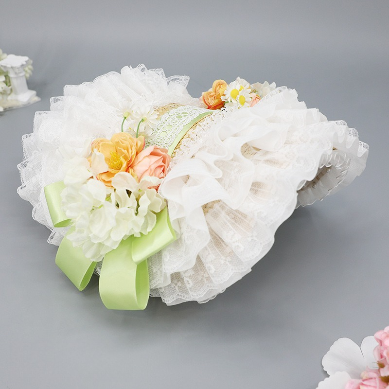 Cappello da Lolita francese fatto a mano per ragazza, copricapo da festa del tè, Ponet BNT, design originale, cappello di paglia pastorale_voghion.com