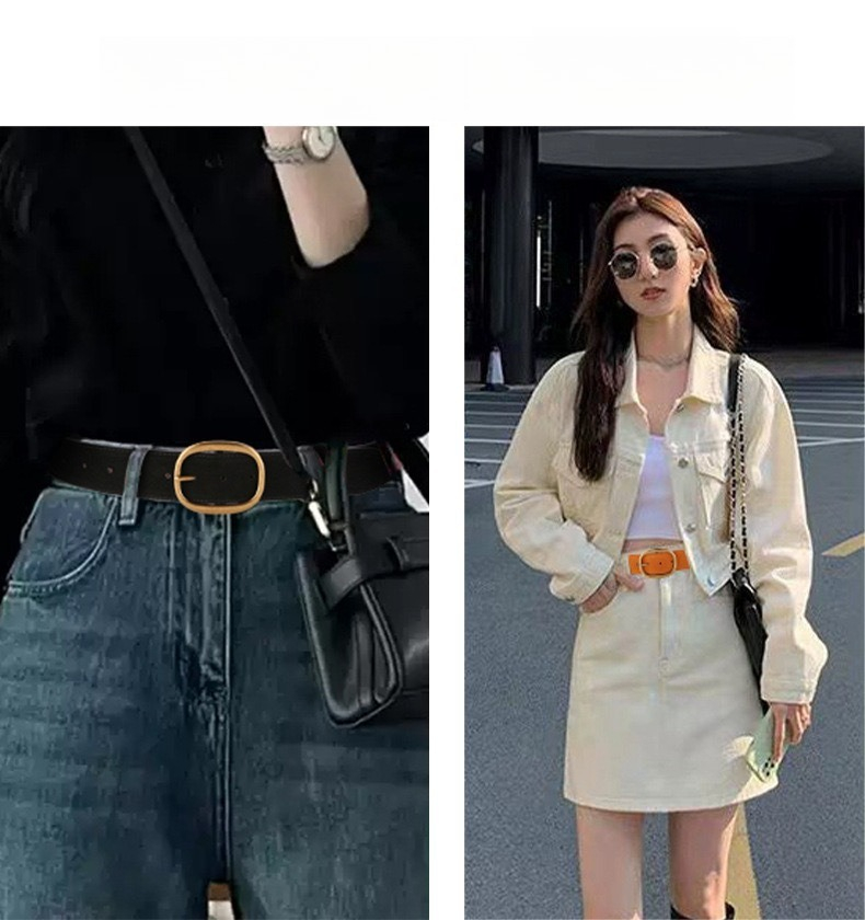 Cintura larga in vera pelle di vacchetta da donna, larga 4,5 cm, versatile e decorativa, con chiusura in vita per gonna e maglione_voghion.com