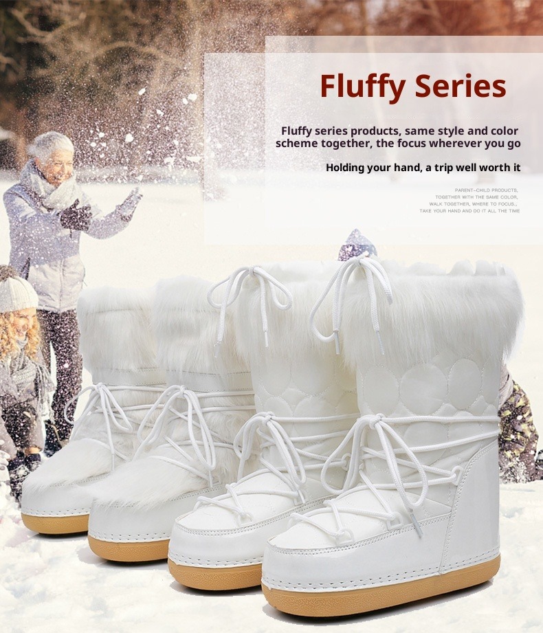 NOKOMETA 2025 Winter European And American Fashion Space Boots Hairy Moon Shoes Snow Boots Women's Velvet Women_voghion.com