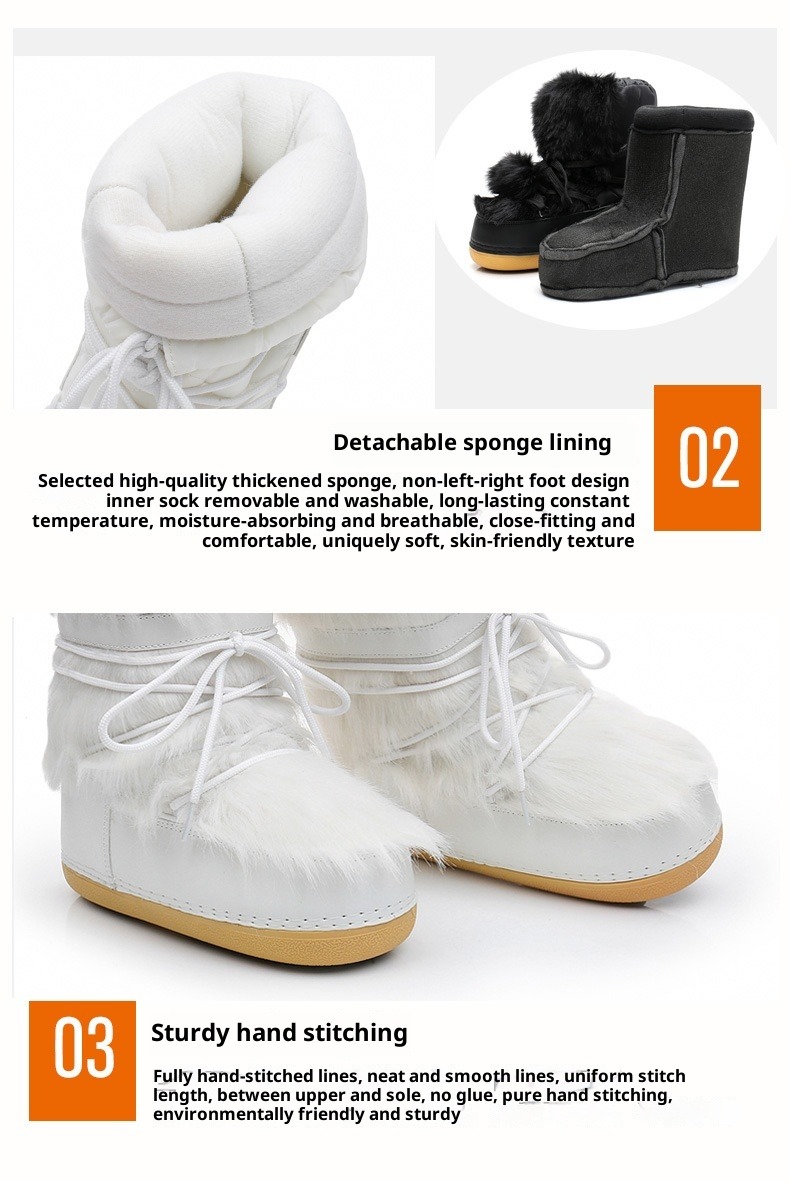 NOKOMETA 2025 Winter European And American Fashion Space Boots Hairy Moon Shoes Snow Boots Women's Velvet Women_voghion.com