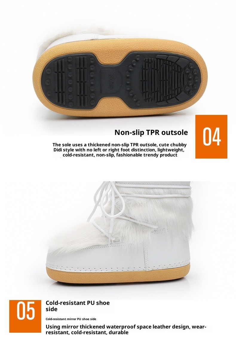 NOKOMETA 2025 Winter European And American Fashion Space Boots Hairy Moon Shoes Snow Boots Women's Velvet Women_voghion.com