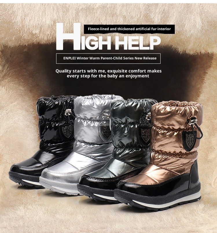 NOKOMETA Children's Parent-child Snow Boots Men's And Women's Winter Medium Tube Wool Thickened Warm Large Size Cotton Shoes Winter Boots Waterproof_voghion.com