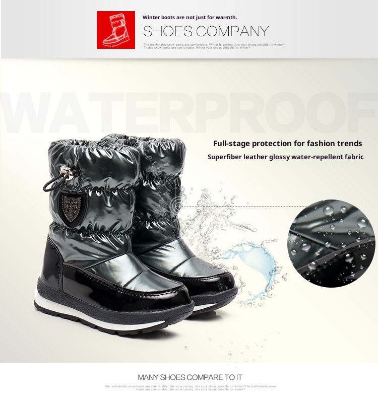 NOKOMETA Children's Parent-child Snow Boots Men's And Women's Winter Medium Tube Wool Thickened Warm Large Size Cotton Shoes Winter Boots Waterproof_voghion.com