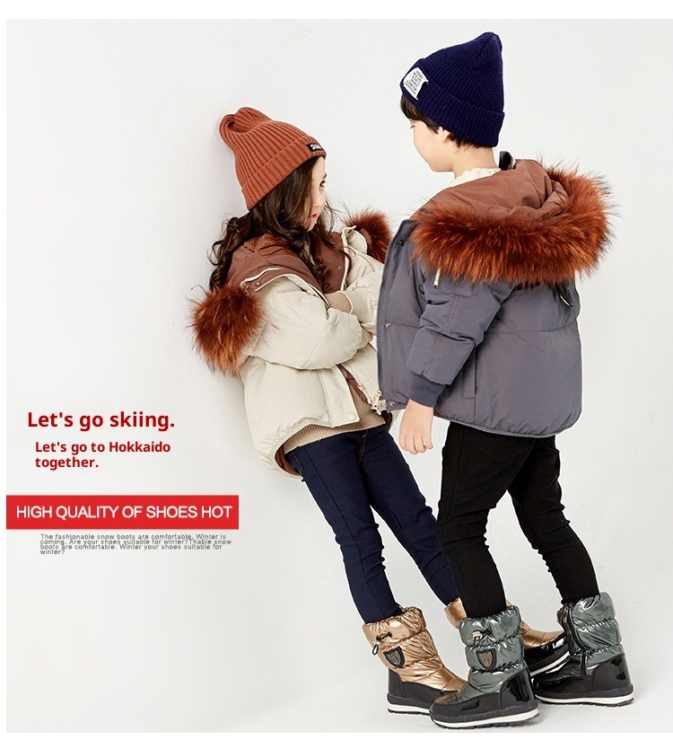 NOKOMETA Children's Parent-child Snow Boots Men's And Women's Winter Medium Tube Wool Thickened Warm Large Size Cotton Shoes Winter Boots Waterproof_voghion.com