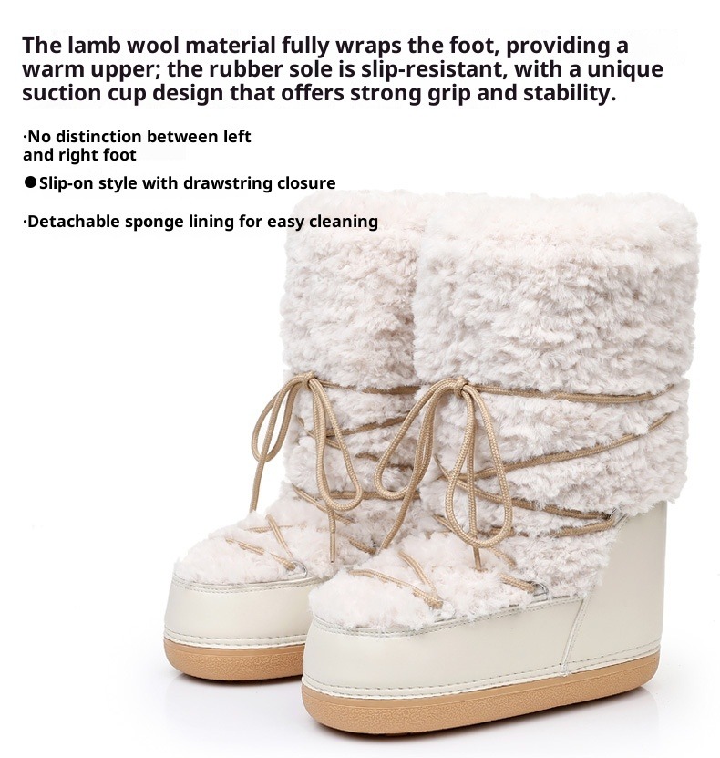 NOKOMETA 2025 Winter Space Boots Lamb Wool Moon Shoes Snow Boots Women_voghion.com