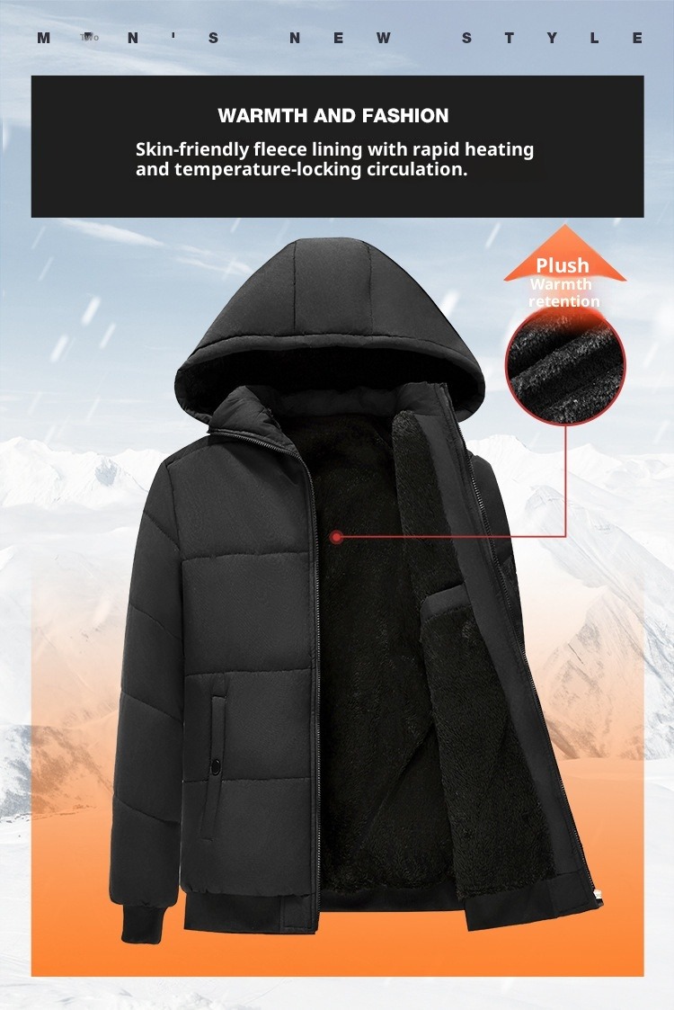 NOKOMETA Autumn And Winter Hooded Cotton-padded Men's Thickened Jacket Slim-fitting Warm Cotton-padded Casual Men_voghion.com