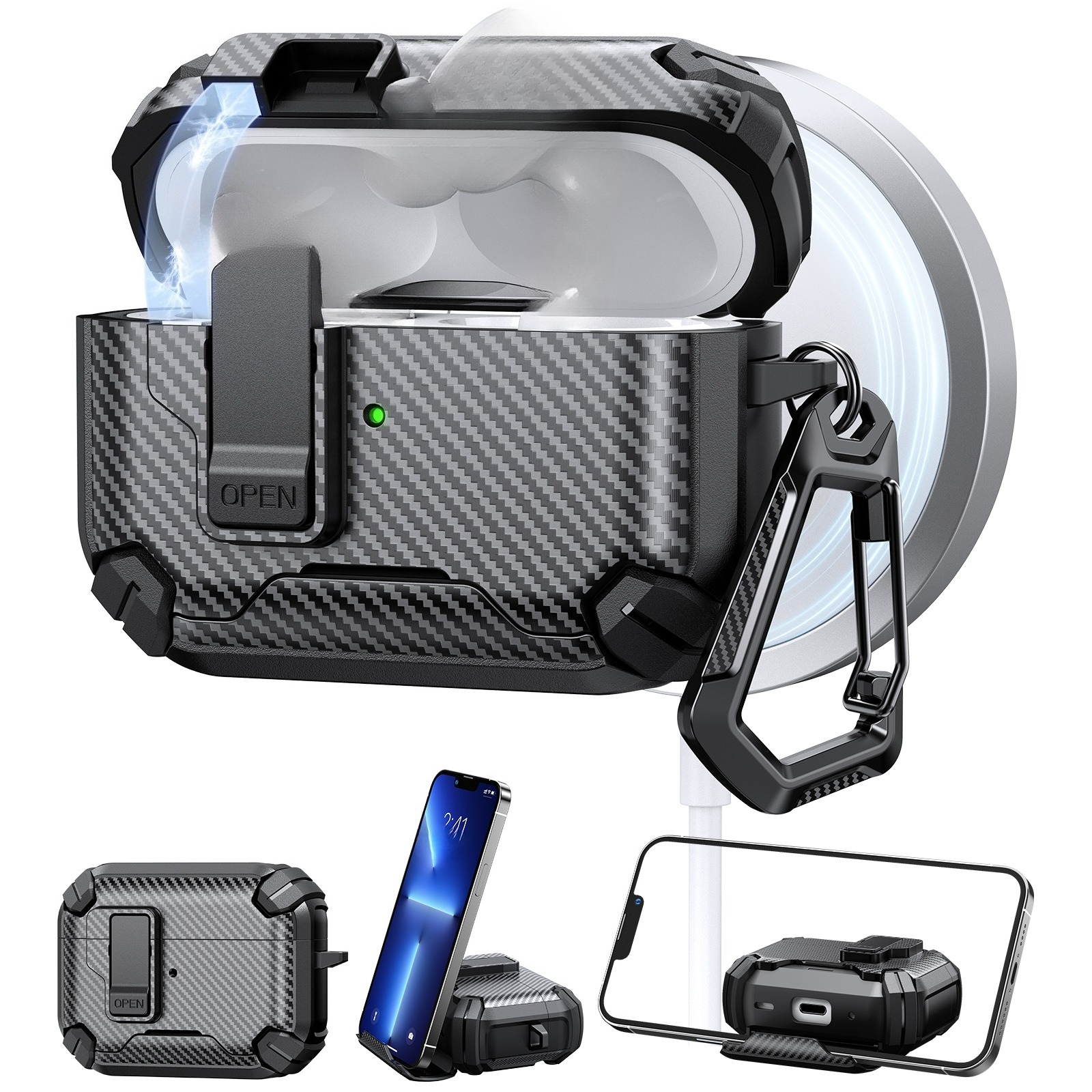 Cover-type Bracket Earphone Protective Case | One Case Can Be Used For Two Purposes | Adapted To AirPods Pro 3&4 Generation Earphone Cases_voghion.com