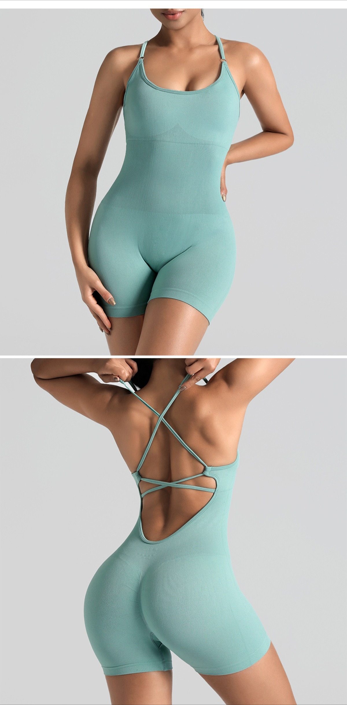 Seamless One-piece Yoga Suit Outdoor Beauty Back Sports Underwear Peach Hip Fitness Suit Suspender One-piece Tights_desvips.com