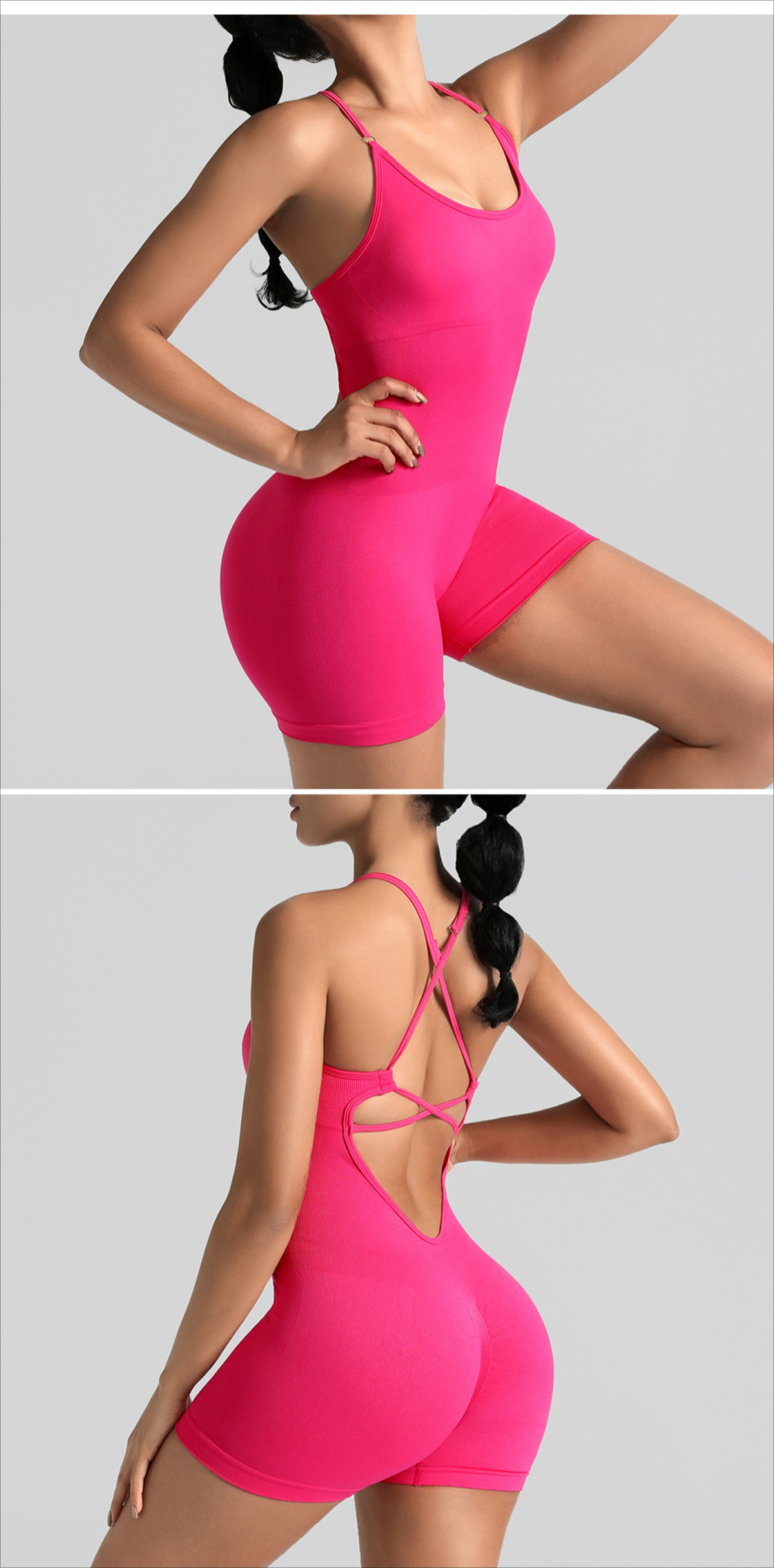 Seamless One-piece Yoga Suit Outdoor Beauty Back Sports Underwear Peach Hip Fitness Suit Suspender One-piece Tights_desvips.com