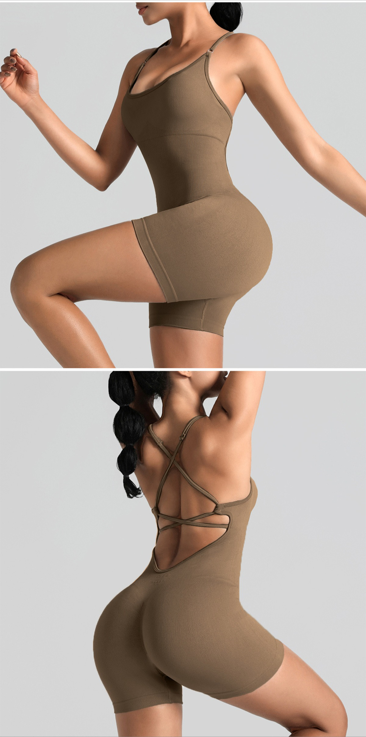 Seamless One-piece Yoga Suit Outdoor Beauty Back Sports Underwear Peach Hip Fitness Suit Suspender One-piece Tights_desvips.com