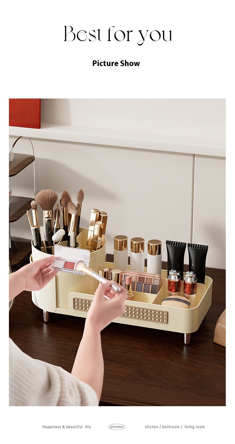 MIZU Kosmetik-Aufbewahrungsbox für Zuhause, Schreibtisch, drehbar, Stifthalter, Kommode, große Kapazität, multifunktionaler Kosmetikkoffer_voghion.com