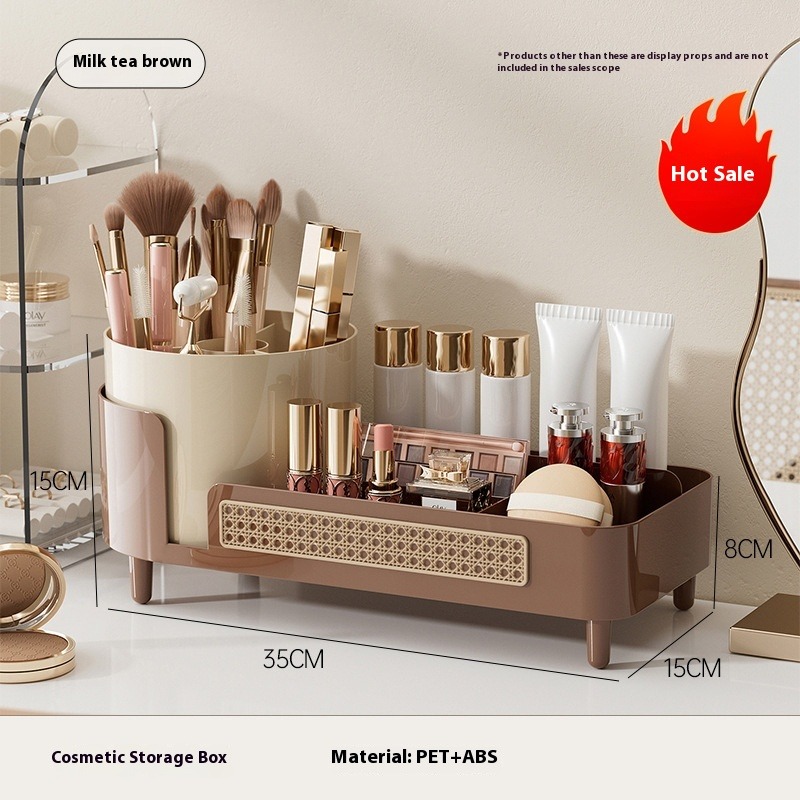 MIZU Kosmetik-Aufbewahrungsbox für Zuhause, Schreibtisch, drehbar, Stifthalter, Kommode, große Kapazität, multifunktionaler Kosmetikkoffer_voghion.com