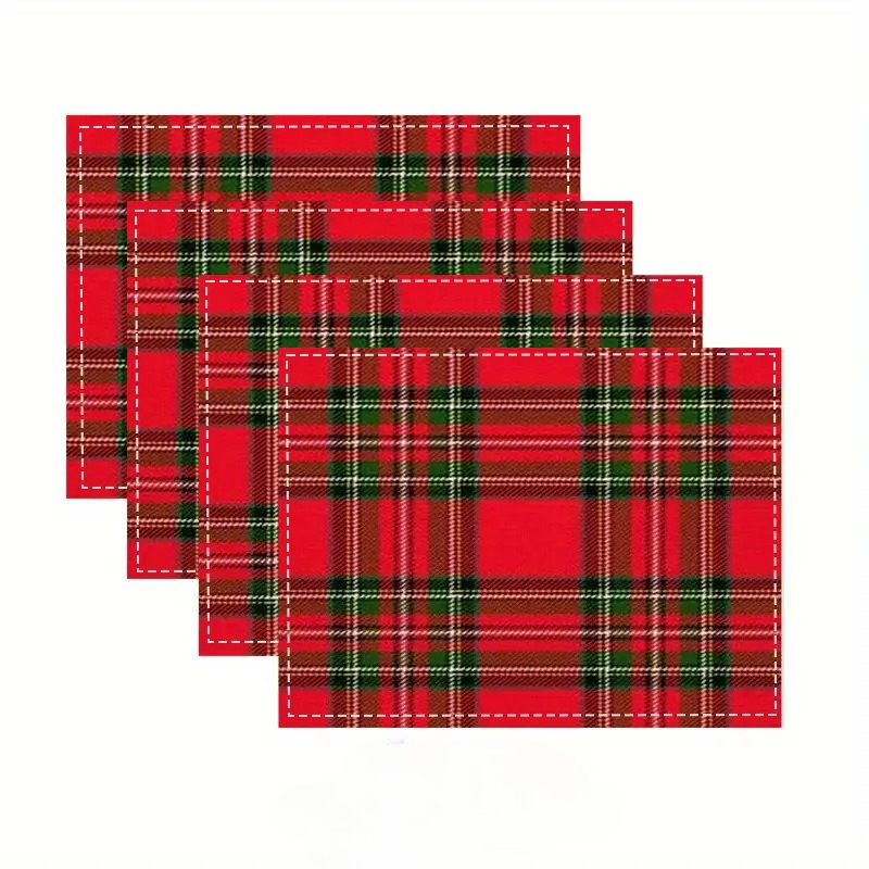 VIKAMA 4/6/8/10-delige kerst placemats Schotse tartan feesttafel decoratieve matten keuken onderzetters koffie onderzetters_voghion.com