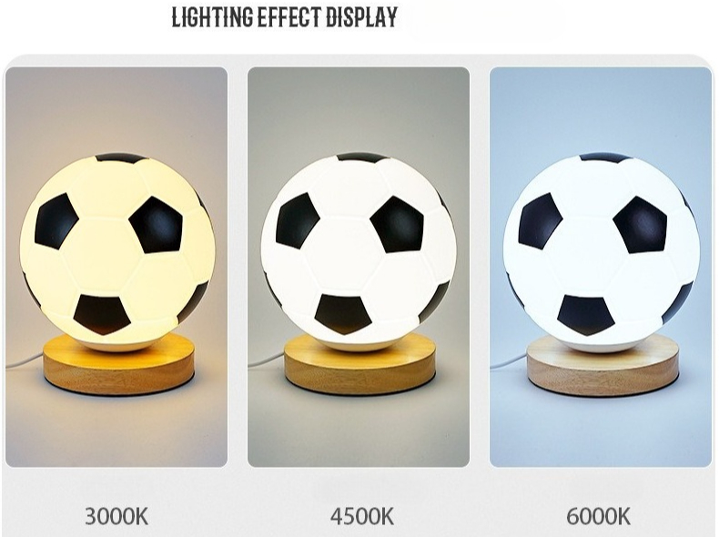 Lampada da notte a forma di pallone da calcio led in legno_voghion.com