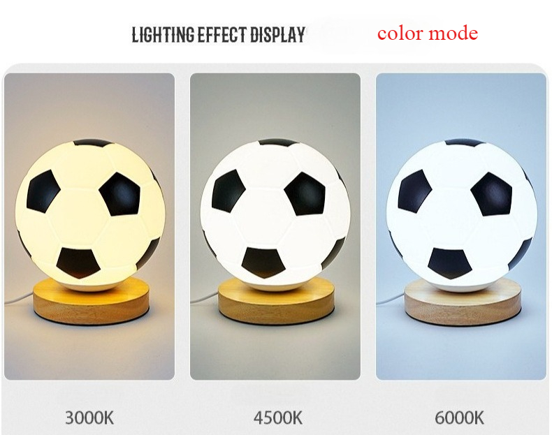 Luce notturna a forma di pallone da calcio alimentata tramite USB - Piccola lampada da tavolo in legno massello e vetro, LED bianco caldo per camera da letto, studio e cameretta dei bambini_voghion.com