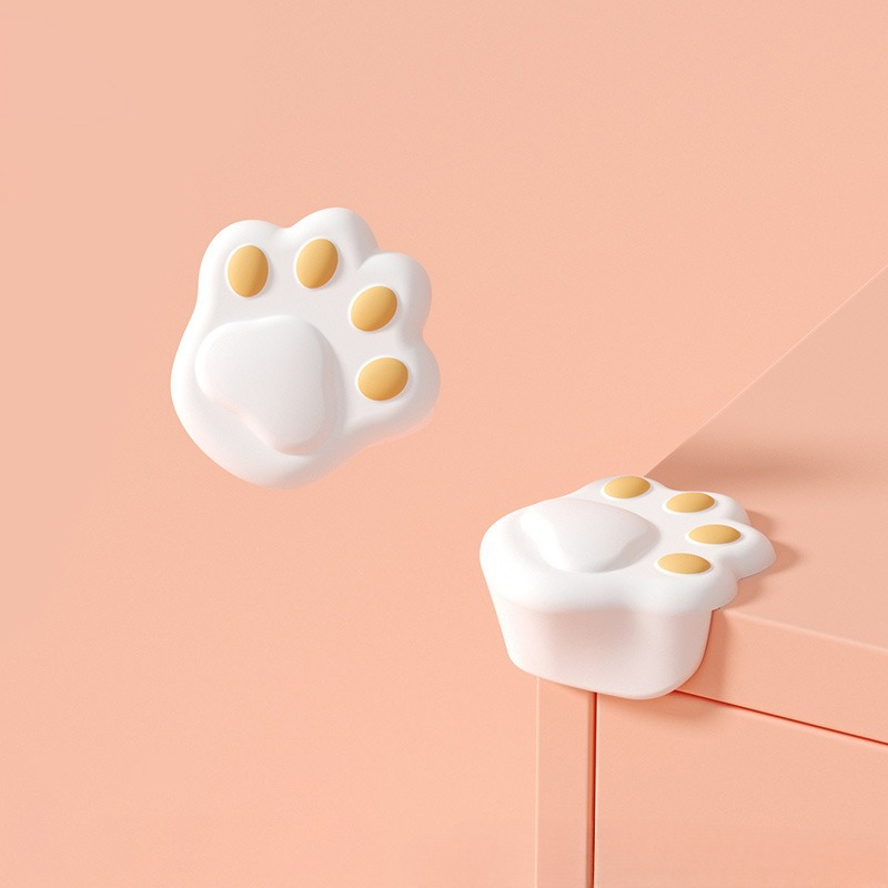 10 Sets Of Cartoon Cat Paw Style Corner Anti-collision Protection Covers For Dining Tables. Soft Protection Covers For The Corners Of Infant Dining Ta_voghion.com