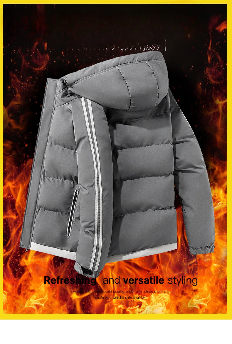 Men's Thickened Down Padded Jacket For Winter With Two Stripes_voghion.com