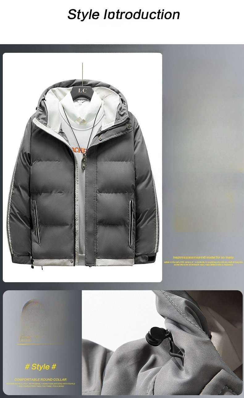 Men's Thickened Down Padded Jacket For Winter With Two Stripes_voghion.com