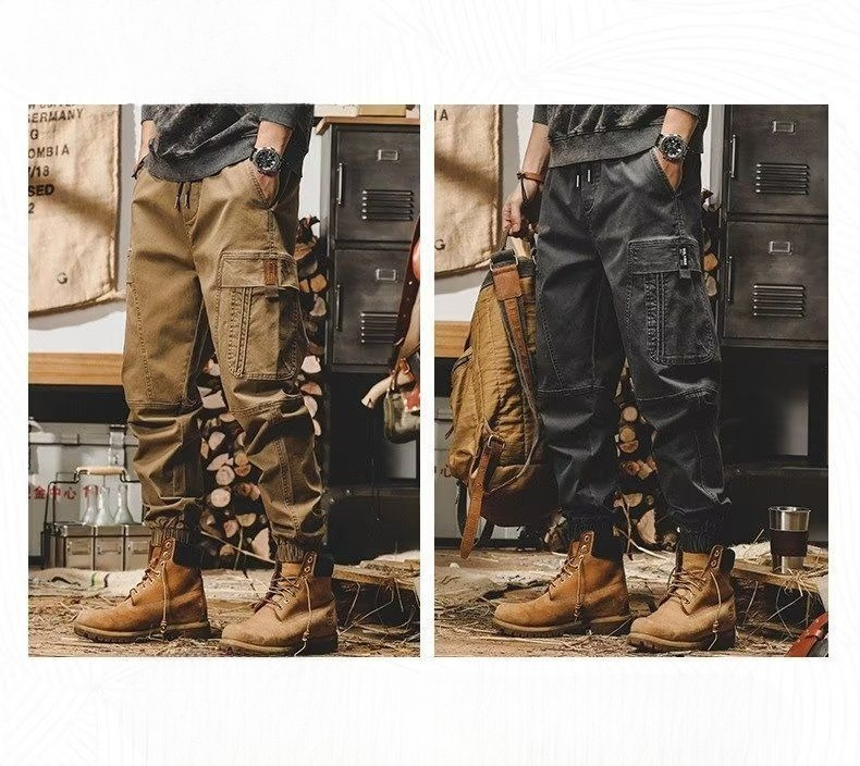 Retro Pants Men's Autumn Loose Straight Large Size Men's Casual Pants Trendy Brand Wide-leg Pants Men_viptrois.com