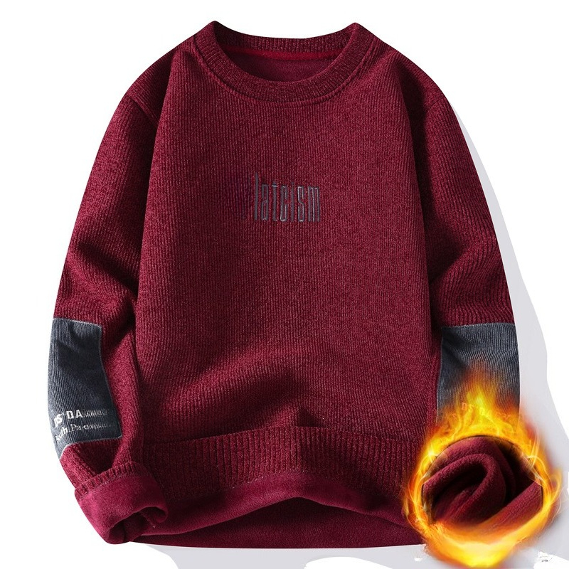 Men's Thick Fleece Lined Sweater Knit Top For Cold Weather_voghion.com