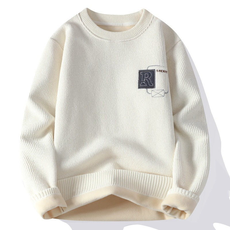 Men's Thick Fleece Lined Sweater Knit Top For Cold Weather_voghion.com