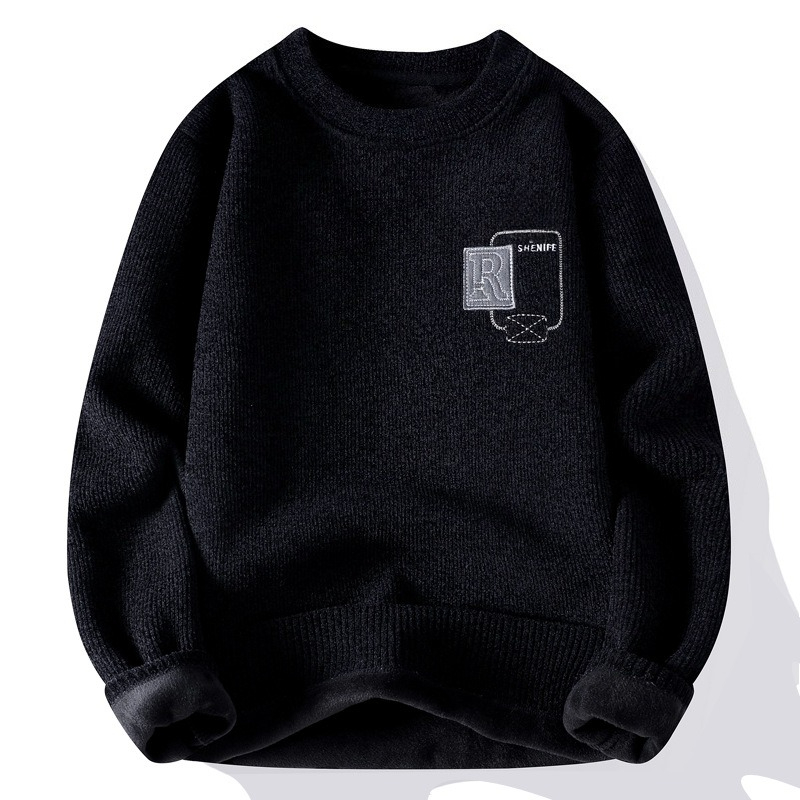 Men's Thick Fleece Lined Sweater Knit Top For Cold Weather_voghion.com