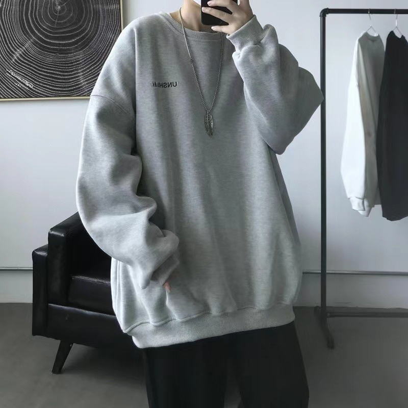 Herren Fleece Pullover Oversized Für Den Winter Mit Rundhalsausschnitt_voghion.com