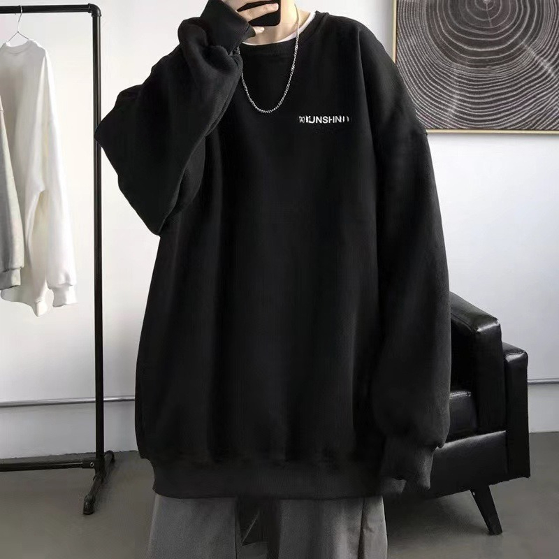 Herren Fleece Pullover Oversized Für Den Winter Mit Rundhalsausschnitt_voghion.com